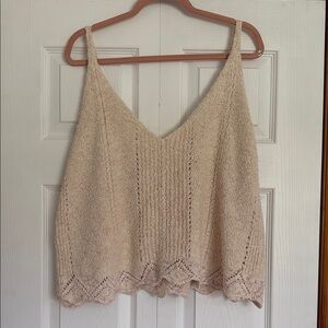 Anthropologie Tan Ribbed Cropped Camisole